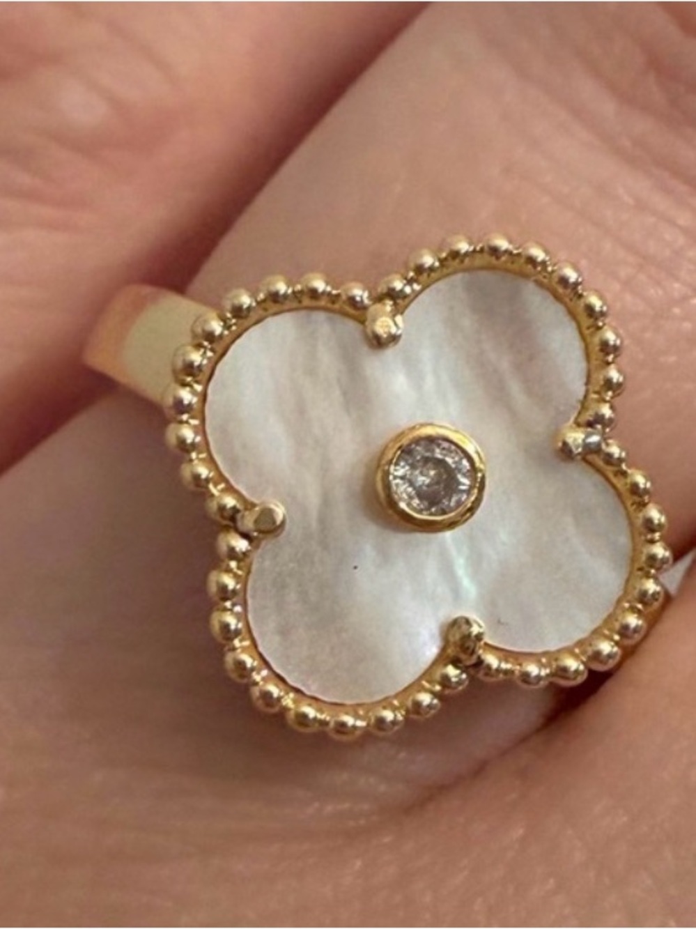 18k Gold Plated Clover Ring size 8